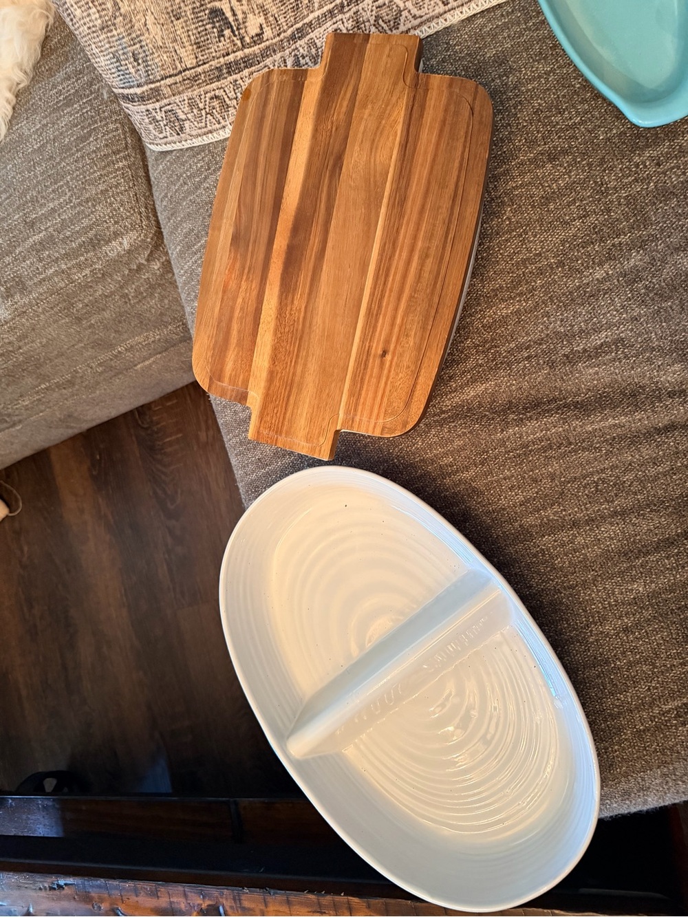 Better Homes & Gardens White Serveware Set Divided Tray Baking Dish Wood Lid